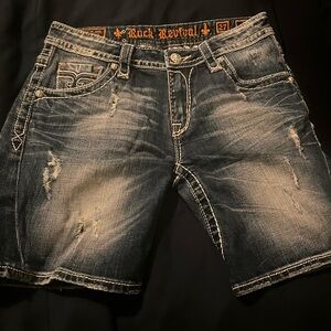 Rock Revival Distressed Denim Shorts Size 27 Easy ( meaning relaxed fit)